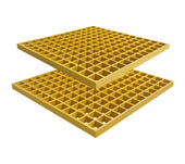 38Mm Thick GRP Grating Panels Square L600Xw600Mm Fiberglass Moulded Gratings Bar Grate 38Mm Mini Mesh Grating Panel Grille for Platforms Walkways Flooring Ramps Water Treatment Yellow