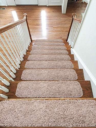 Soft Shaggy Carpet Stair Treads NON-SLIP Machine Washable Mats/Rugs, 22x67Cm, 30Mm Thickness