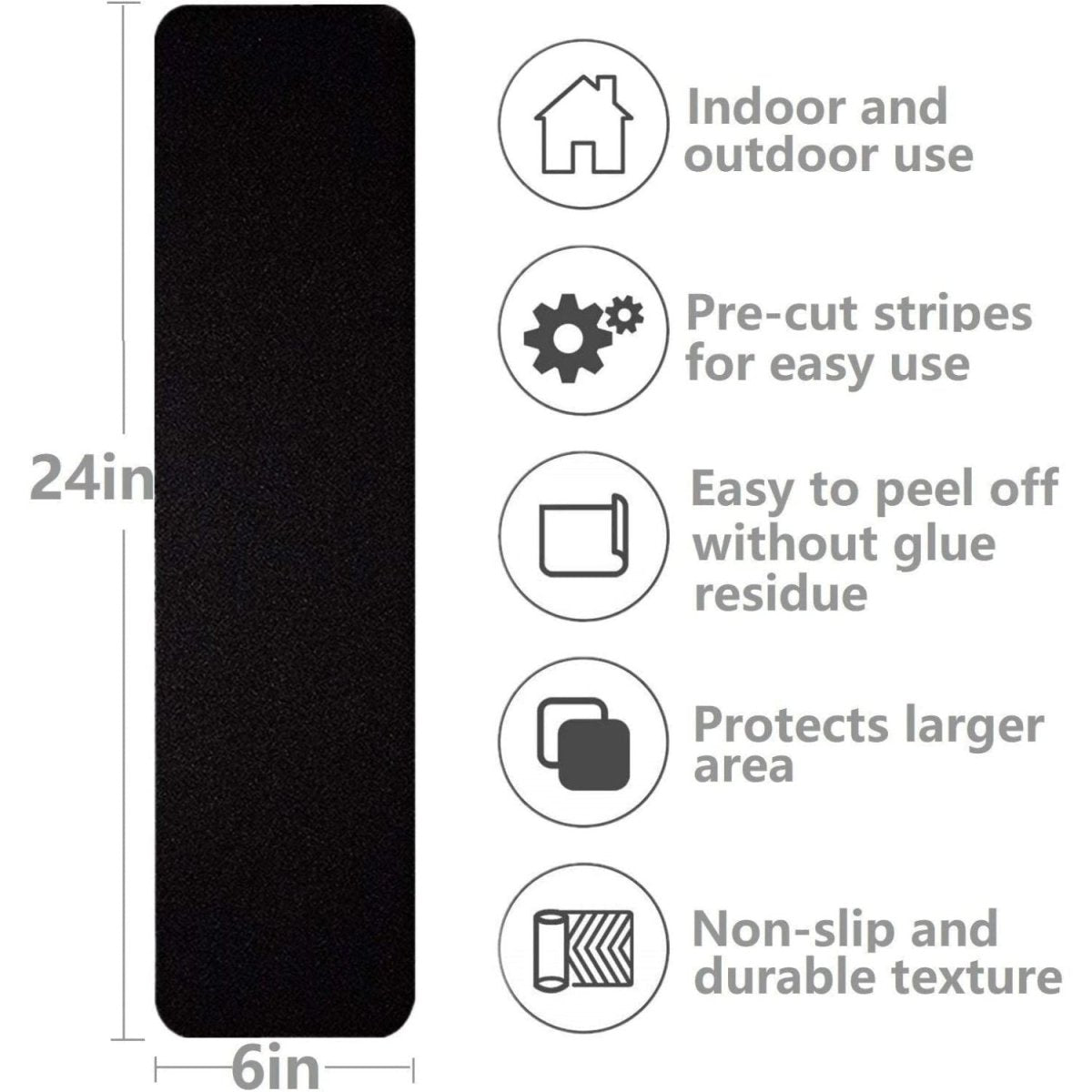 5x Anti - Slip Tape Treads 150mm x 610mm Black - High - Traction Non - Slip Safety Tape - Slips Away - Anti slip tape - SA096 -