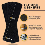 5x Anti - Slip Tape Treads 150mm x 610mm Black - High - Traction Non - Slip Safety Tape - Slips Away - Anti slip tape - SA096 -