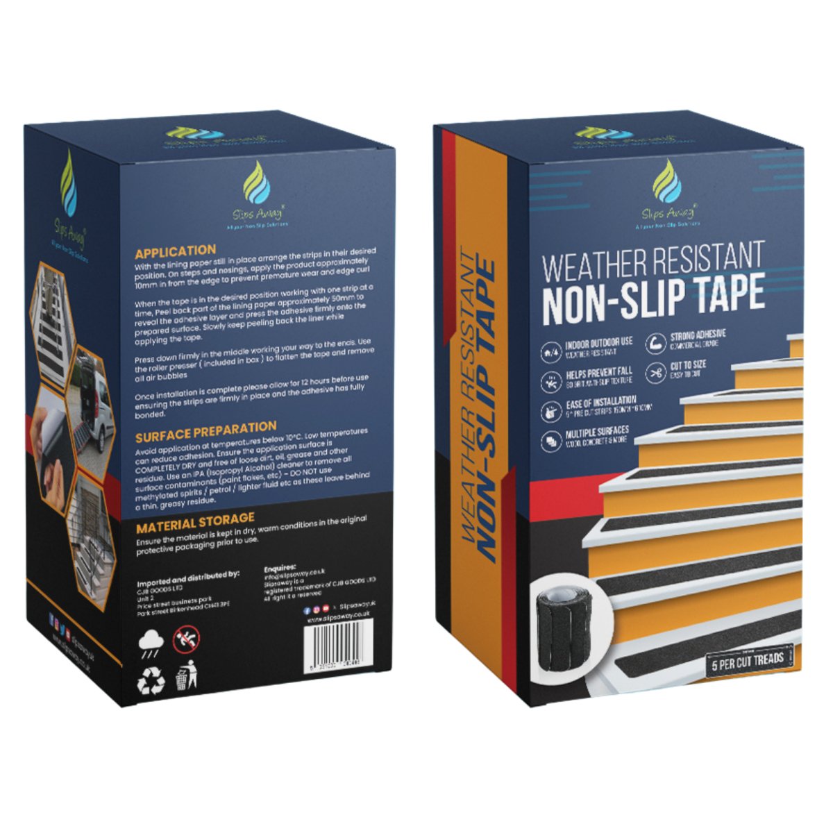 5x Anti - Slip Tape Treads 150mm x 610mm Black - High - Traction Non - Slip Safety Tape - Slips Away - Anti slip tape - SA096 -
