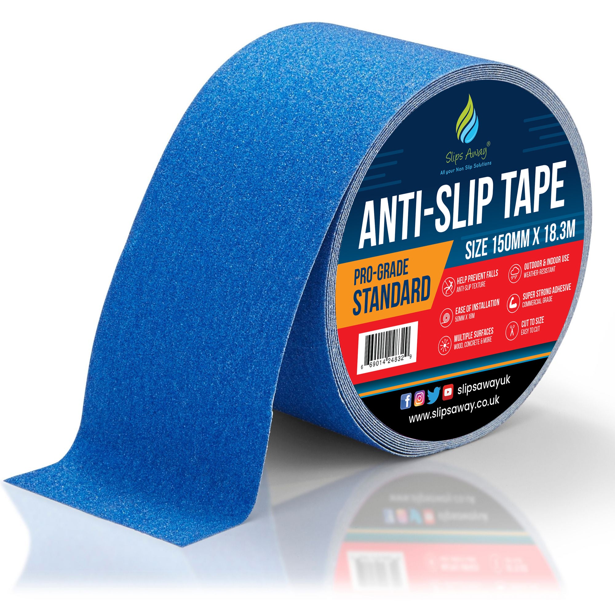 Blue Non Slip Tape Roll Pro Standard Grade - Anti Slip Traction for Indoor/Outdoor Use