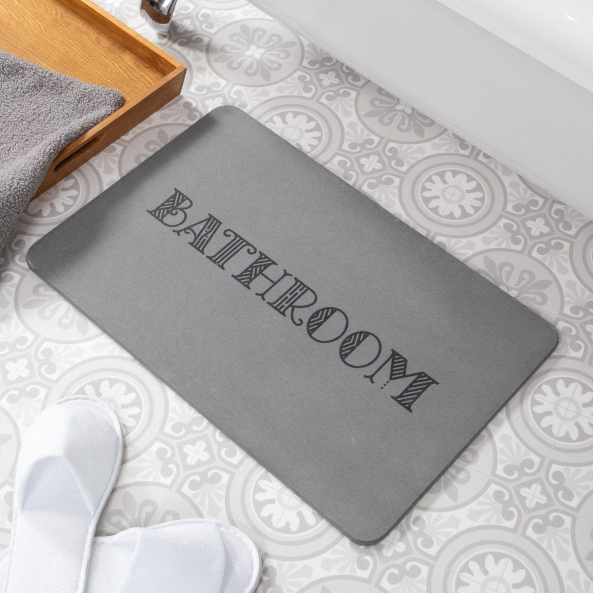 Bathroom Grey Bath Mat - Funny Bathroom Decor - Bathroom Floor Decor - Funny Bath Mat - Stone Non Slip Bath Mat - 39 X 60Cm - Slips Away - 1330514996 -