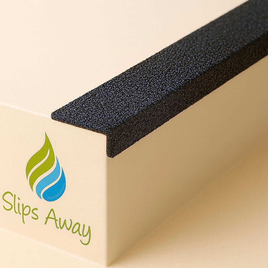 Black GRP Stair Nosings – Heavy - Duty Anti - Slip Safety Tread - Non - Slip Step Edge Protection 30mm x 70mm - Slips Away - SN0216BL. -