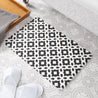 Black & White Pattern Bathmat - Boho Bath Mat - Non-Slip Mid Century Modern Mat - Retro Bath Rug- Minimalist Abstract Shapes - 39 X 60Cm - Slips Away - 1330533128 -