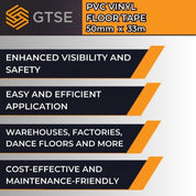 Bundle Deal - PVC Vinyl Floor Marking Tape – 12 Roll Bundle (50mm x 33m, 0.15mm Thick)