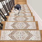 Carpet Treads for Stairs (20x76 cm) - Self - Adhesive, Non - Slip Stair Mats, Removable Carpet Tiles for Indoor Staircase Decoration - Slips Away - B0DFPGHL52 -