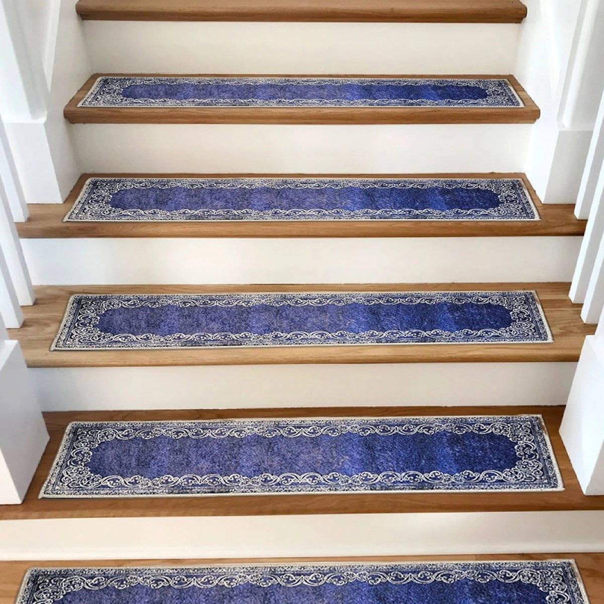 Framed Stair Rug, Stair Carpet, Aesthetic Stair Runner, Ultra Thin Stair Mat, Modern Step Pad, Non-Slip Rug, Machine Washable Rug, - Slips Away - 1651922644_4233203604 -