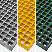 grp mesh grating showcasing 3 avaibale colours grey, yellow and green