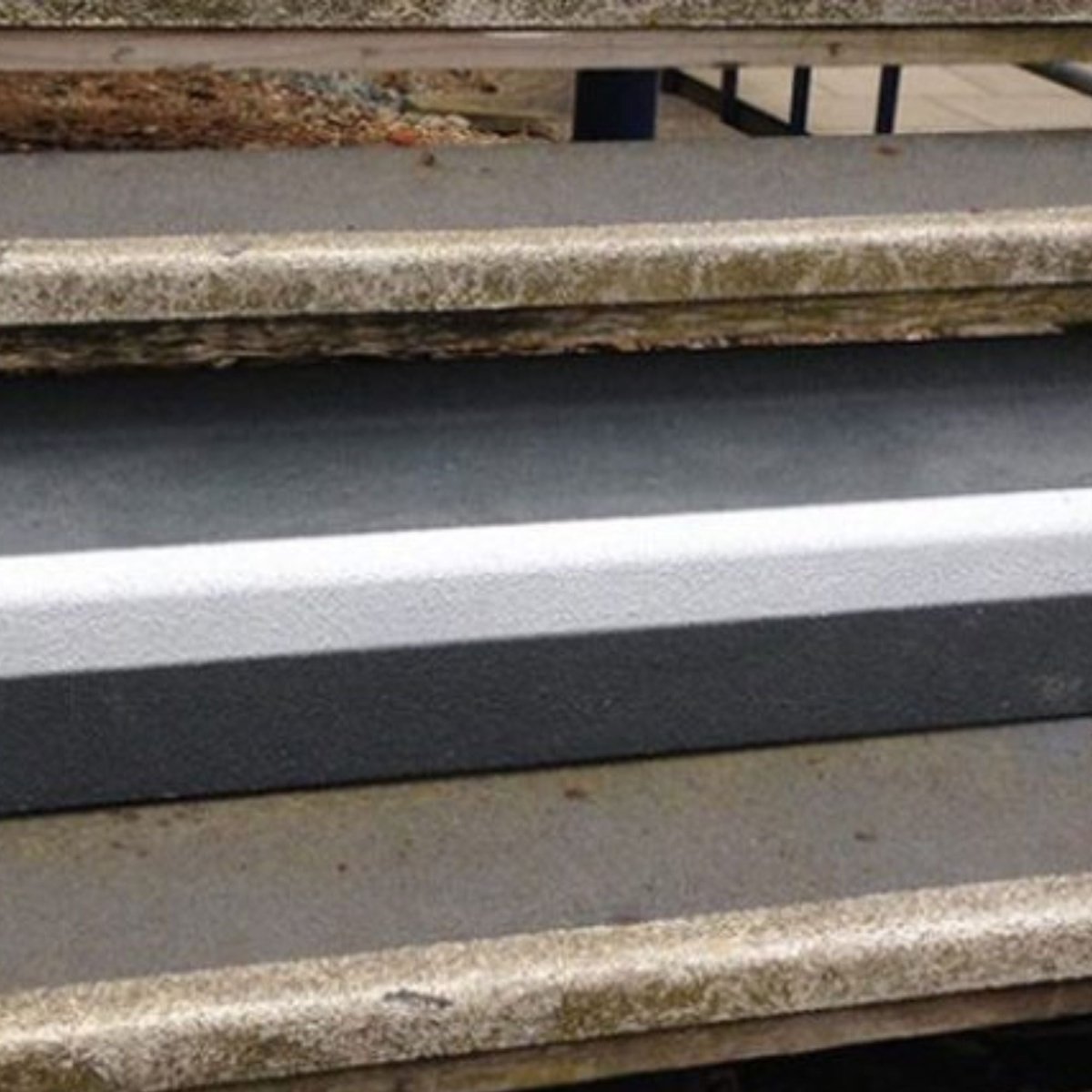Heavy Duty GRP Step Nosing Covers Industrial Non - Slip Stair Treads - BLACK/WHITE - Slips Away - stair treads - WHITE Anti Slip Stair Tread Covers GRP 500mm x1 -