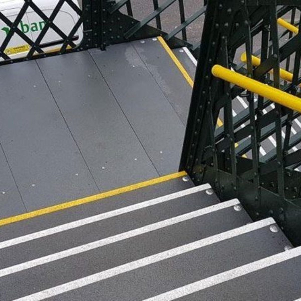 Heavy Duty GRP Step Nosing Covers Industrial Non - Slip Stair Treads - BLACK/WHITE - Slips Away - stair treads - WHITE Anti Slip Stair Tread Covers GRP 500mm x1 -