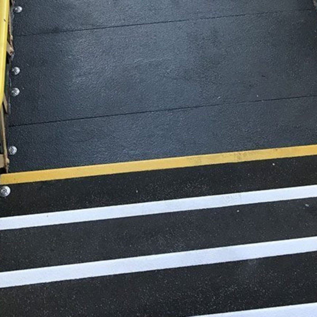 Heavy Duty GRP Step Nosing Covers Industrial Non - Slip Stair Treads - BLACK/WHITE - Slips Away - stair treads - WHITE Anti Slip Stair Tread Covers GRP 500mm x1 -