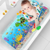 Kids Bath Mat Non Slip 100X40Cm Extra Large with Suction Cups & Drain Holes, Machine Washable - Slips Away - B0B6W7N1K8 -