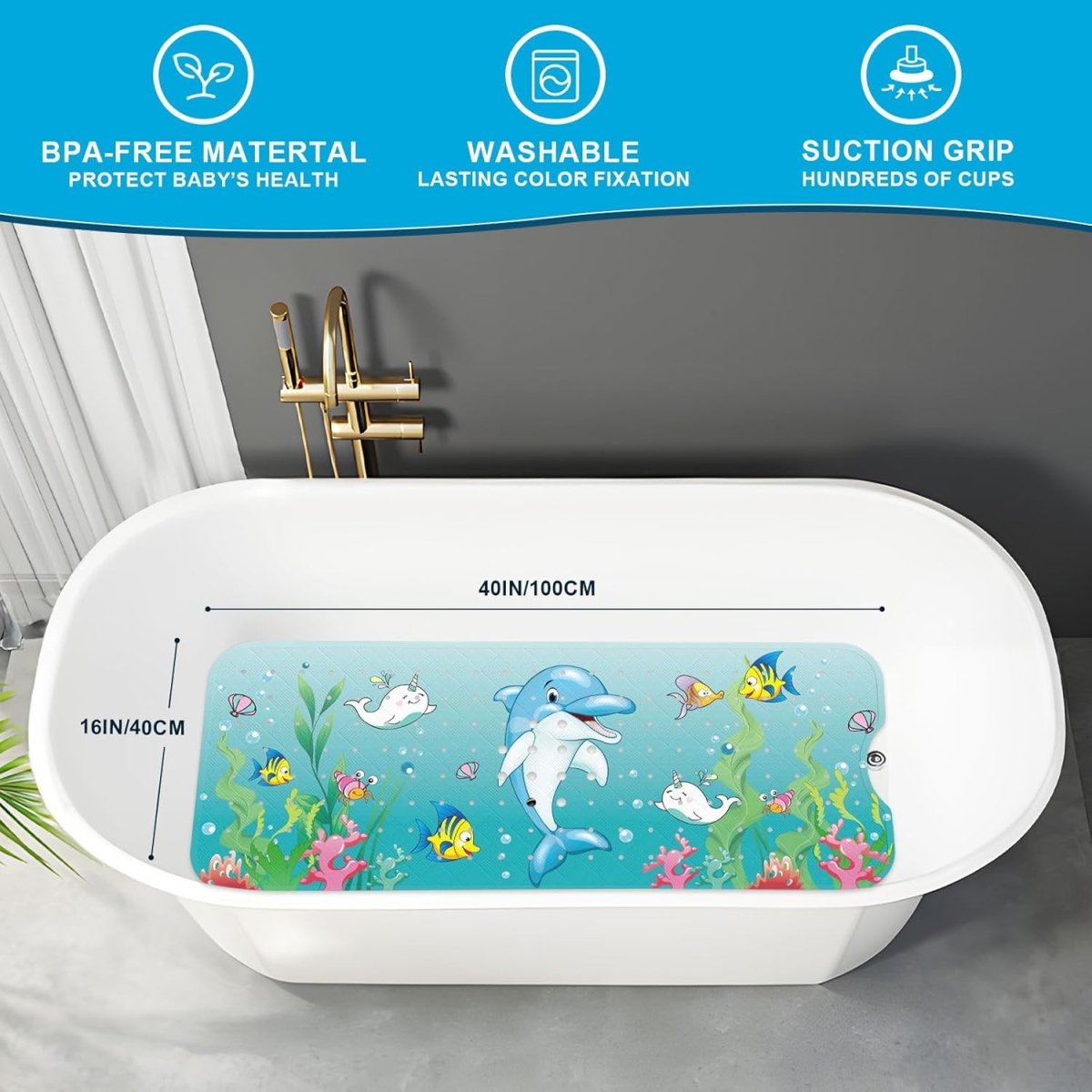 kids non slip bath mat dimensions