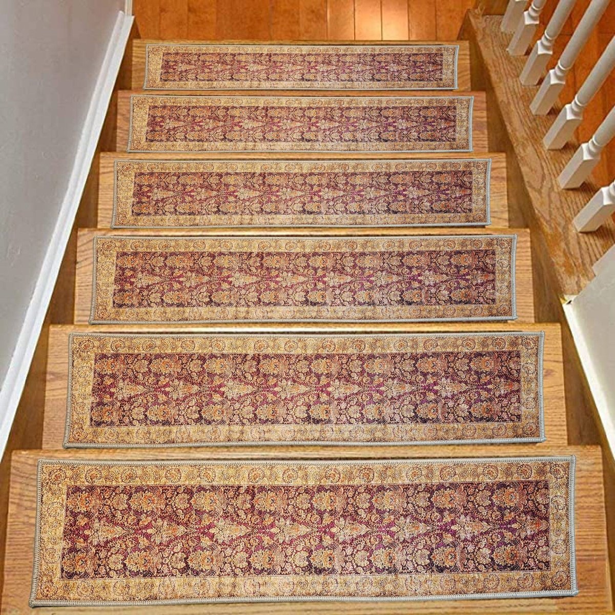 Moroccan Vintage Stair Treads Rug, Stair Carpet, Aesthetic Stair Runner, Ultra Thin Stair Mat, Modern Step Pad, Non-Slip Rug,Washable Carpet - Slips Away - 1672020673_4255898806 -