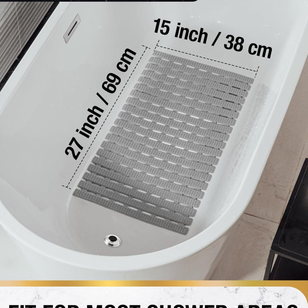 Non - slip anti - mould bath mat (68x38 cm) for the bath & shower, featuring quick - drain TPE material and suction cups. - Slips Away - Bath mat - B0CNLBTFQS -