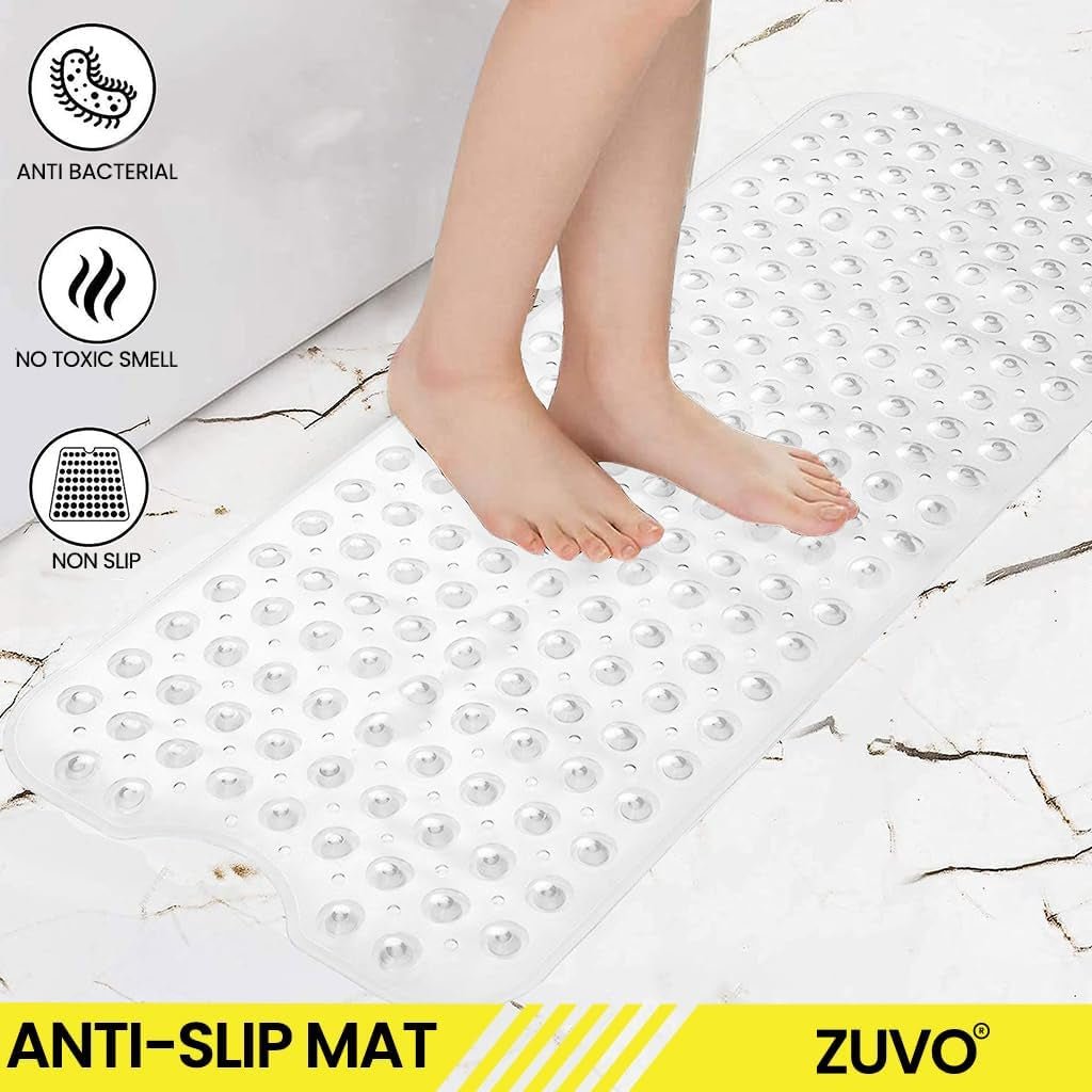 Non - Slip Bath Mat with Anti - Mold and Strong Suction - Extra Long 100 x 40 cm - Slips Away - Bath mat - B0CPMC9N66 -