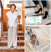Non - Slip Carpet Stair Treads (76x20 cm) for Wooden Steps, Perfect grip for indoor stairways. - Slips Away - stair treads - B0DFYDBSG7 -