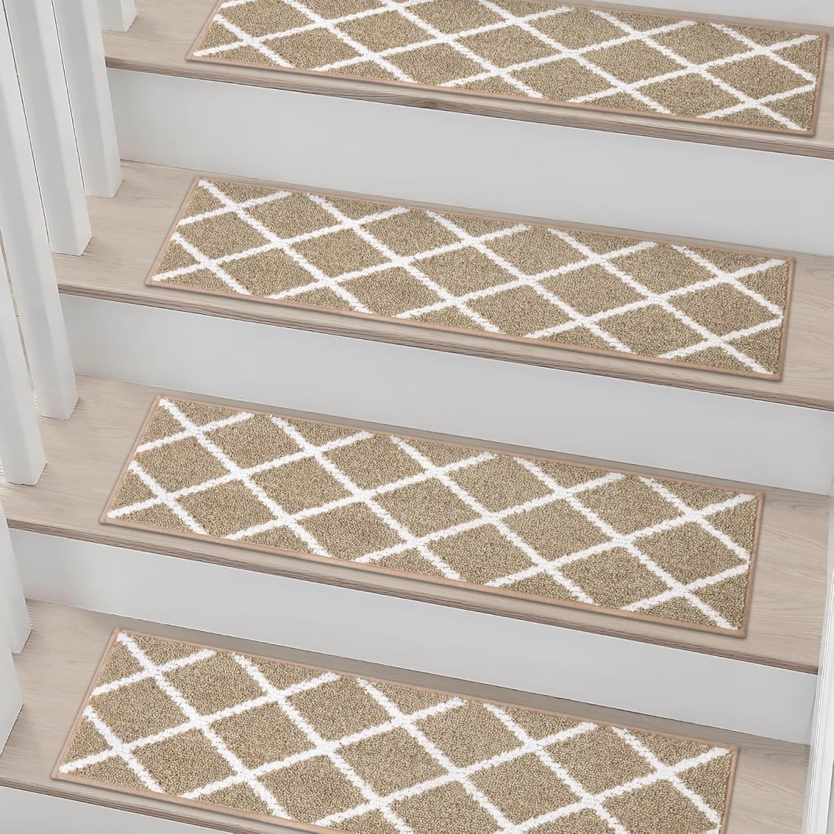 Non - Slip Self - Adhesive Stair Treads - 22x70cm, Washable Indoor Carpet for Stairs - Slips Away - B0D9CM825Q -