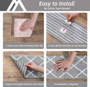 Non - Slip Self - Adhesive Stair Treads - 22x70cm, Washable Indoor Carpet for Stairs - Slips Away - B0D9CMDBSW -