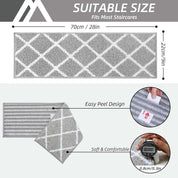 Non - Slip Self - Adhesive Stair Treads - 22x70cm, Washable Indoor Carpet for Stairs - Slips Away - B0D9CMDBSW -