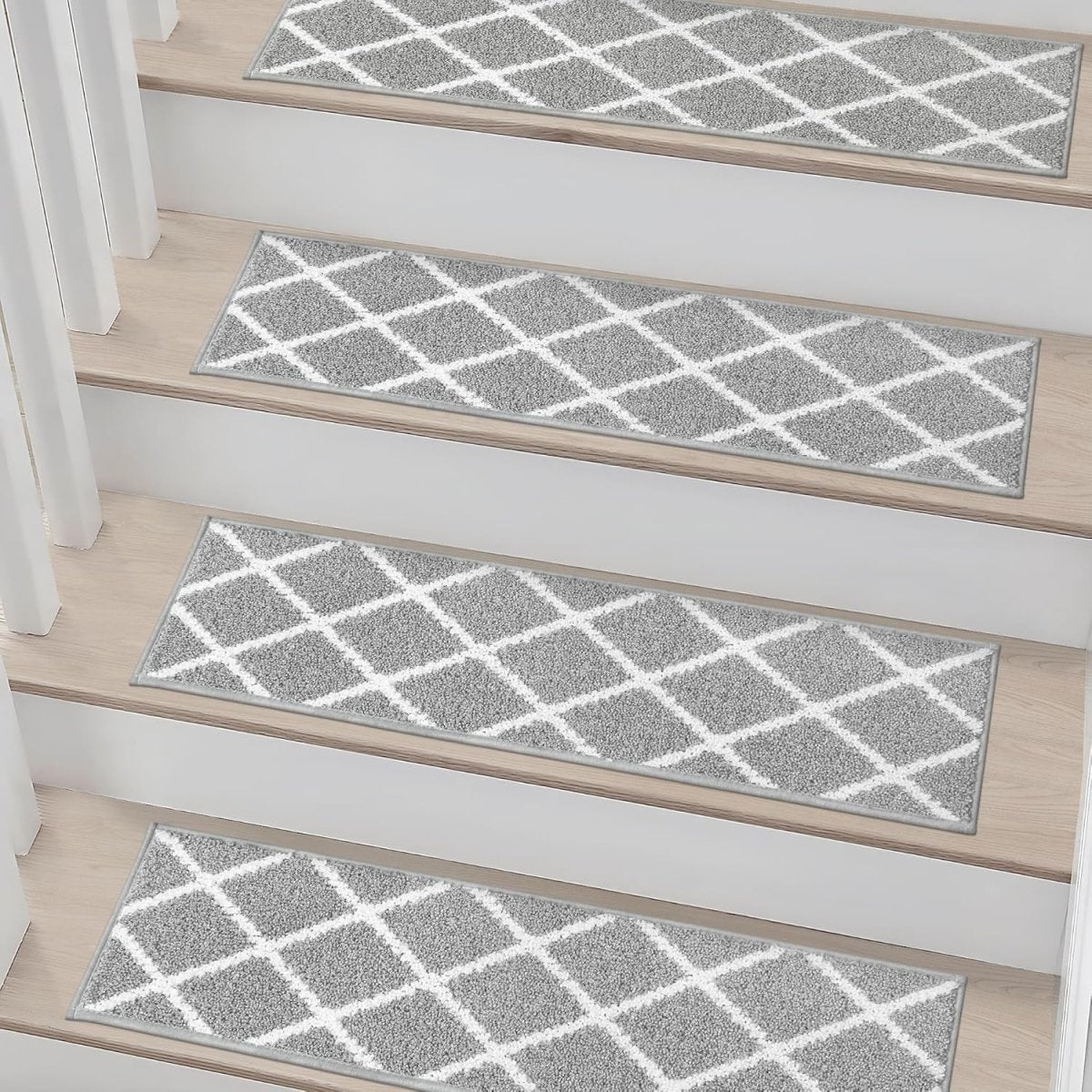 Non - Slip Self - Adhesive Stair Treads - 22x70cm, Washable Indoor Carpet for Stairs - Slips Away - B0D9CMWB4N -
