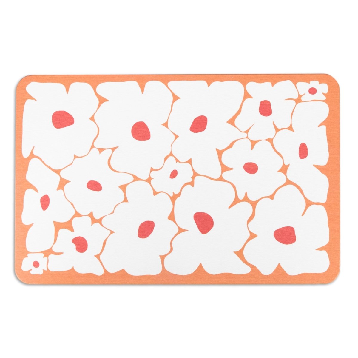 Orange Flowers Bathmat - Floral Shower Mat - Floral Bathroom Decor - Flower Shower Decor - Orange Bath Mat - White Stone Non Slip Bath Mat - Slips Away - 1344555039 -