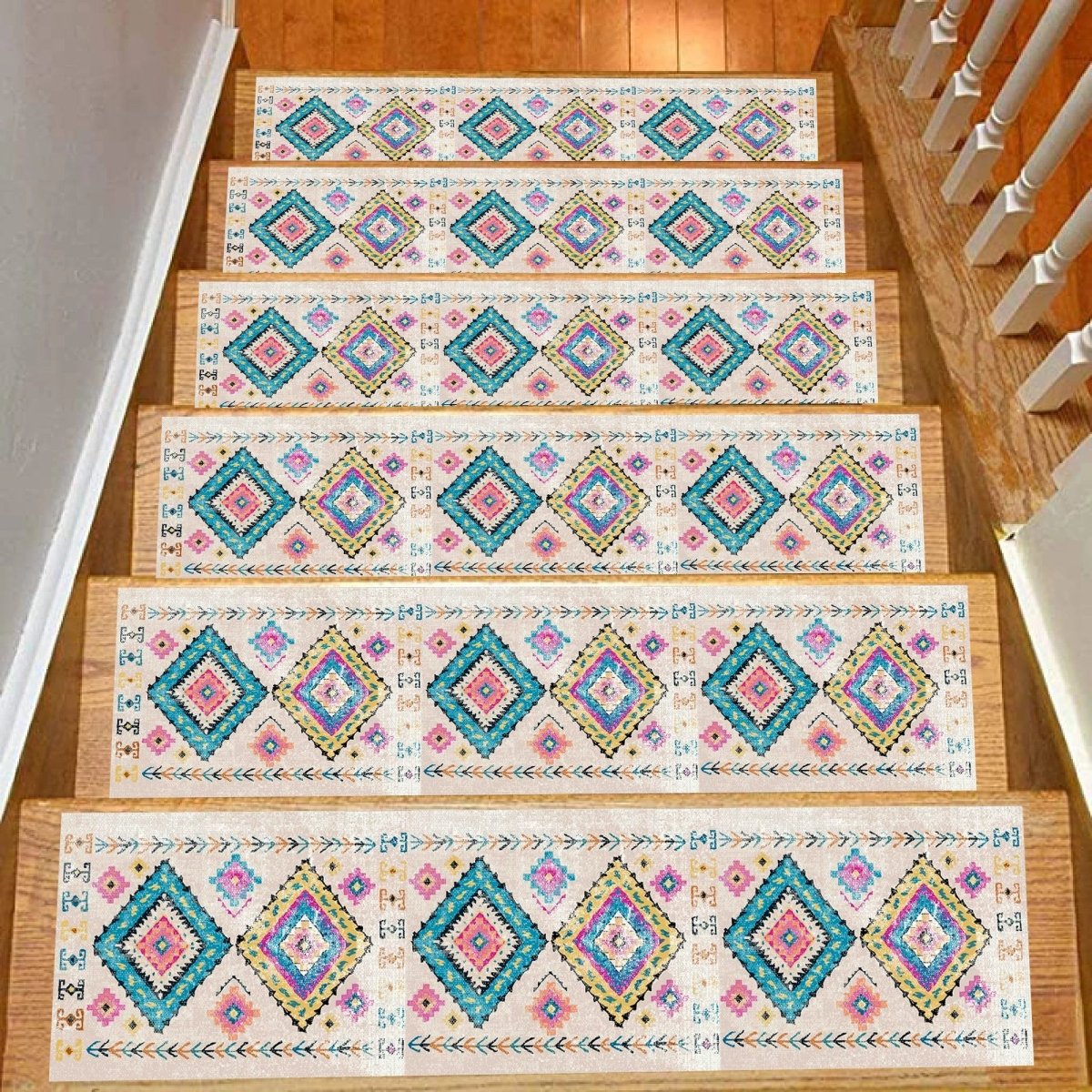 Scandinavian Stair Treads Carpet, Stair Carpet, Aesthetic Stair Runner, Ultra Thin Stair Mat, Modern Step Pad, Non-Slip Machine Washable Rug - Slips Away - stair treads - 1527860368_3733842472 -