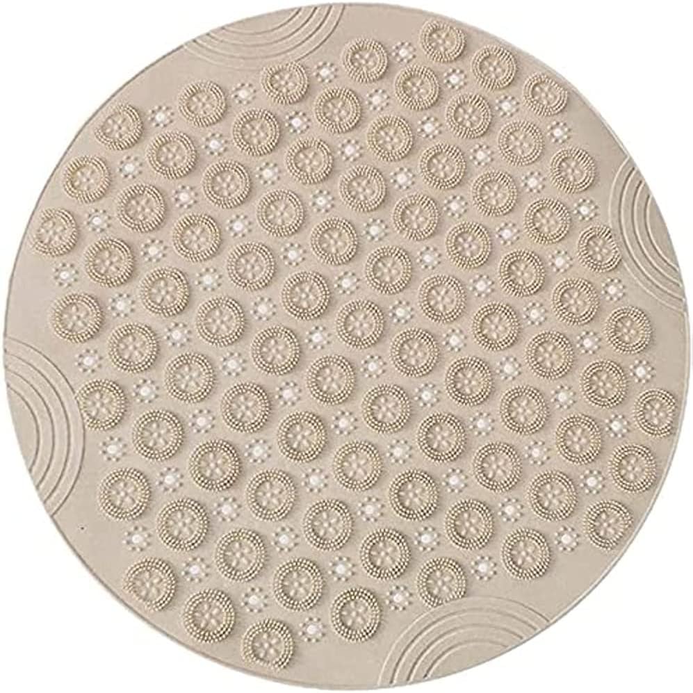 Shower Mat round Bath Mat PVC Bathroom Mat Antibacterial Bathtub Mat Non Slip Shower Mats with Suction Cups and Drain Holes, Machine Washable for Bathroom Bathtub Toilet(55X55Cm,Green)