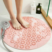 Shower Mat round Bath Mat PVC Bathroom Mat Antibacterial Bathtub Mat Non Slip Shower Mats with Suction Cups and Drain Holes, Machine Washable for Bathroom Bathtub Toilet(55X55Cm,Green)