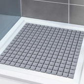 Square Non-Slip Shower Mat with Suction Cups, Grey, 54x54 cm