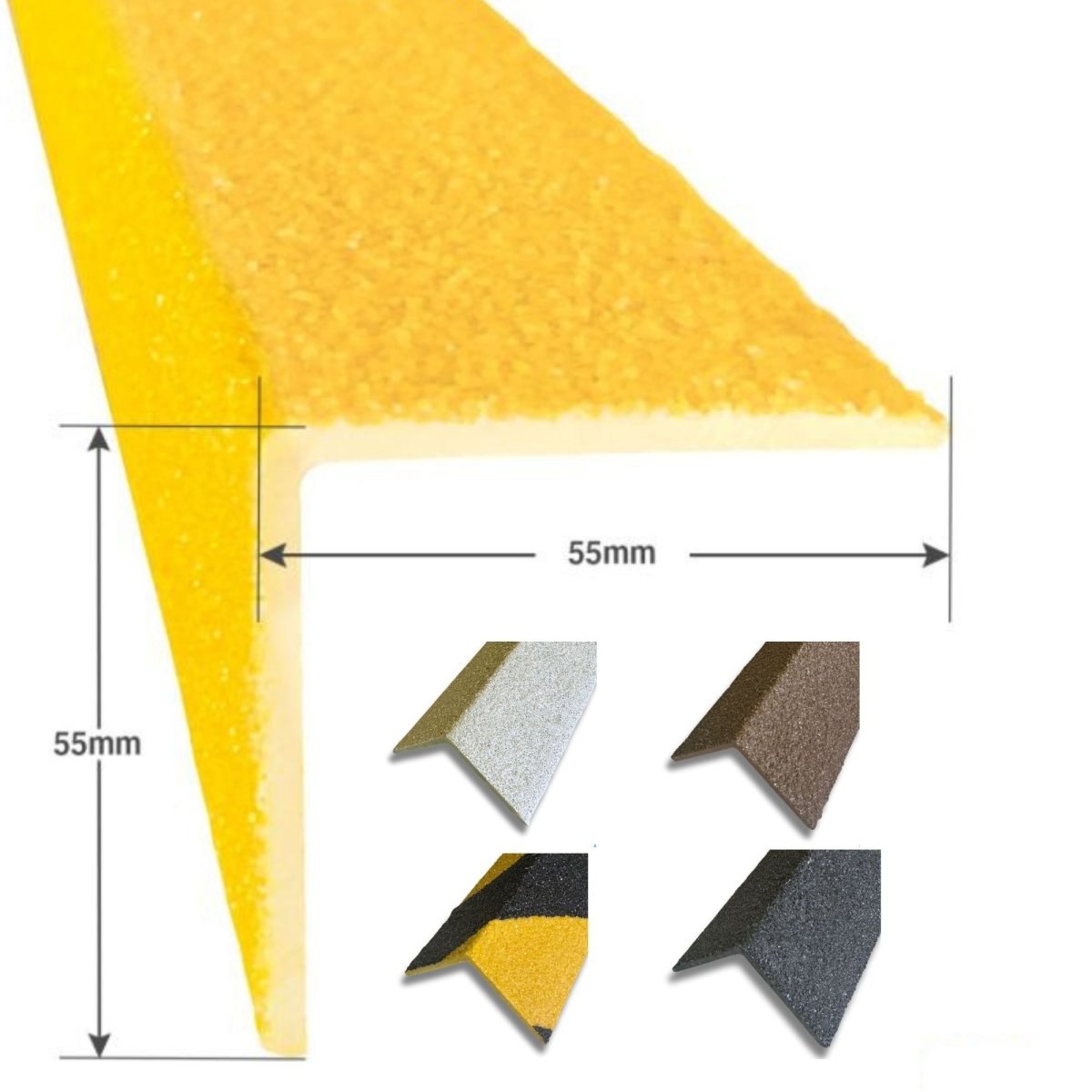 Stair & Step Nosing Cover Anti Slip Treads GRP Heavy Duty for High Traffic Areas - BROWN - Slips Away - Stair nosing - 1x GRP nosing brown 500mm -