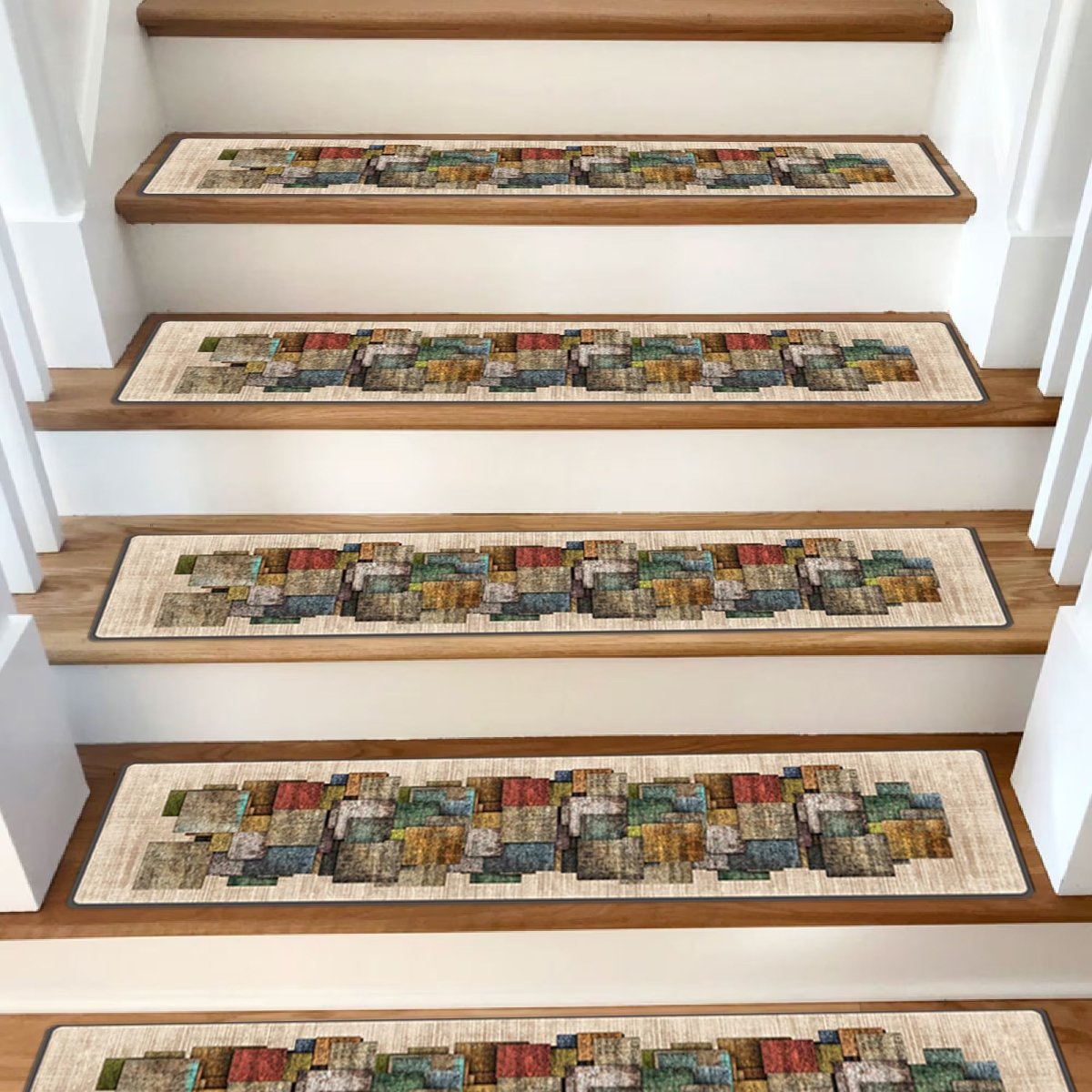 Wicker Stair Treads Rug, Stair Carpet, Aesthetic Stair Runner, Ultra Thin Stair Mat, Modern Step Pad, Non-Slip Rug, Machine Washable Rug - Slips Away - 1541317567_3730576324 -