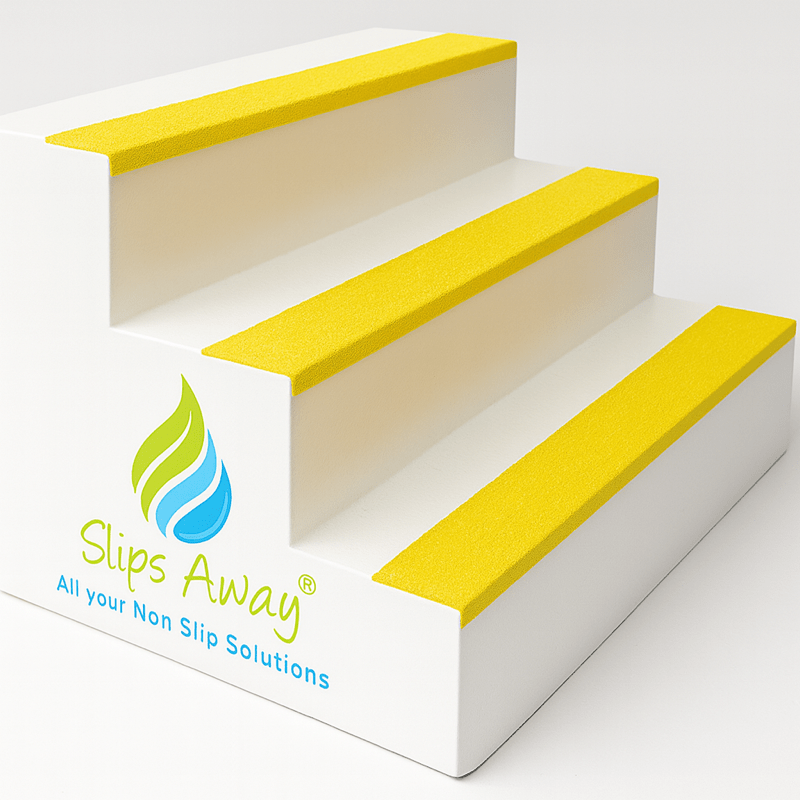 Yellow GRP Stair Nosings – Heavy - Duty Anti - Slip Safety Tread - Non - Slip Step Edge Protection 30mm x 70mm - Slips Away - SN0216YL. -