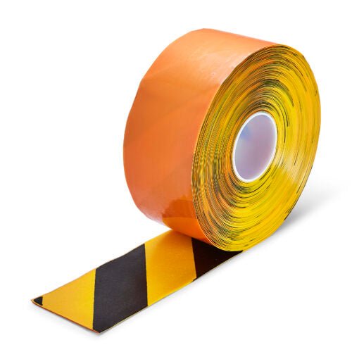 Yellow/Black Aisle Marking Tape – Heavy - Duty Floor Line Marking for Warehouses & Industrial Safety - Slips Away - Anti slip tape - BLK/YLW/permstripe - H6901D 100mm -
