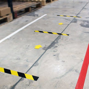 Yellow/Black Aisle Marking Tape – Heavy - Duty Floor Line Marking for Warehouses & Industrial Safety - Slips Away - Anti slip tape - BLK/YLW/permstripe - H6901D 25mm -