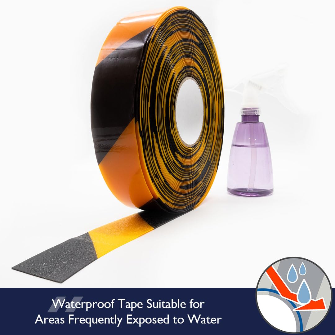 Yellow/Black Aisle Marking Tape – Heavy - Duty Floor Line Marking for Warehouses & Industrial Safety - Slips Away - Anti slip tape - BLK/YLW/permstripe - H6901D 50mm -