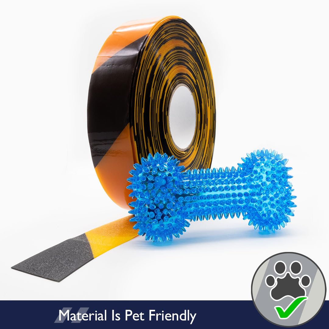 Yellow/Black Aisle Marking Tape – Heavy - Duty Floor Line Marking for Warehouses & Industrial Safety - Slips Away - Anti slip tape - BLK/YLW/permstripe - H6901D 50mm -