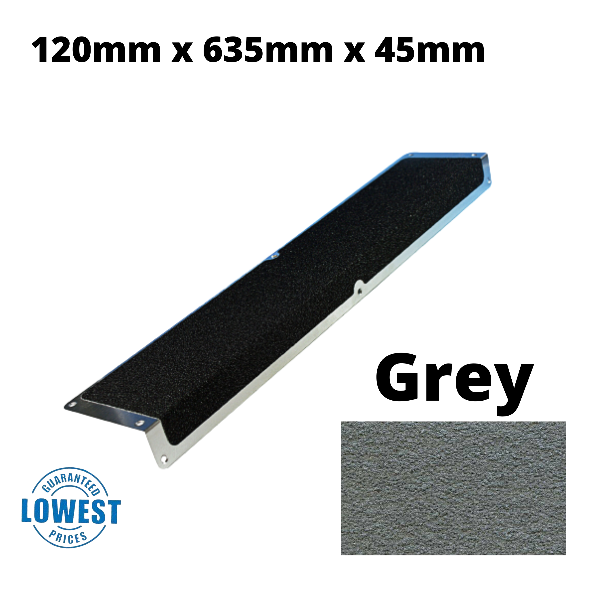 120mm x 45mm x 635mm Nosing Non Slip Decking  Aluminium Screw Down Plates