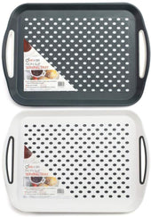 2x Set of Anti-Slip Rectangular Plastic Dinner/Drinks Serving Tray - Slips Away - B07ZBLJ4FX -