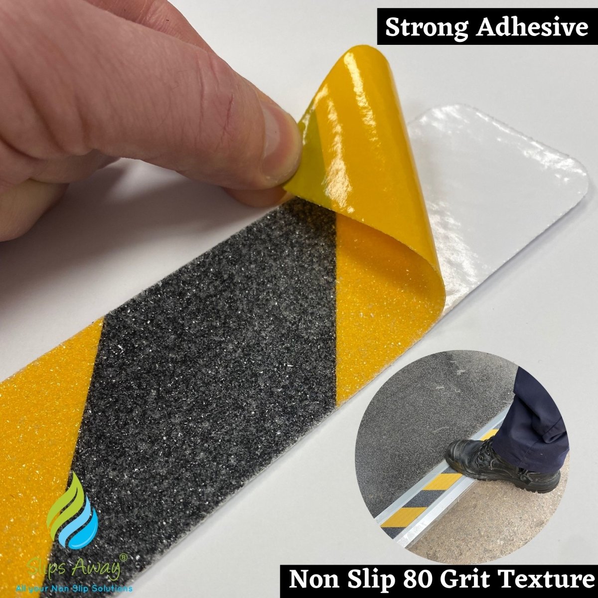 Anti Slip Hazard Marking Warning Pre Cut Tape 12" x 2 " 8 x Pack - Slips Away - SA043 -