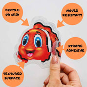 Anti slip Kids Bath Stickers - Clownfish ( 5x Pack ) - Slips Away - SA023 -