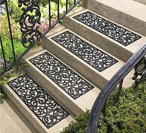 outdoor rubber stair tread Black Rubber Stair Tread Covers - 75 x 25 cm, Non-Slip, Waterproof Mats for Indoor and Outdoor Stairs x 5 Pack