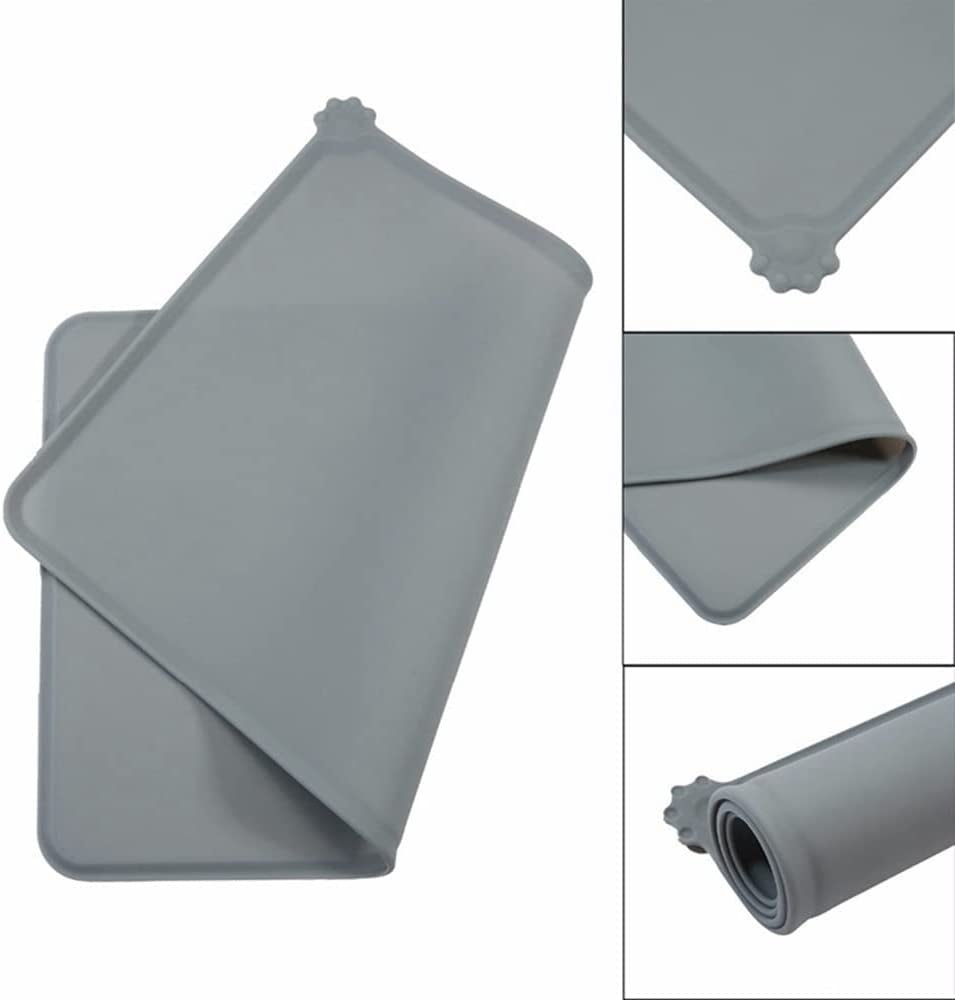 Dog Food Mat, Silicone Dog Bowl Mat, Non-Slip Cat and Dog Feeding Mat, Waterproof Dog Placemat L (47 * 30) - Slips Away - B0B8C349PV -