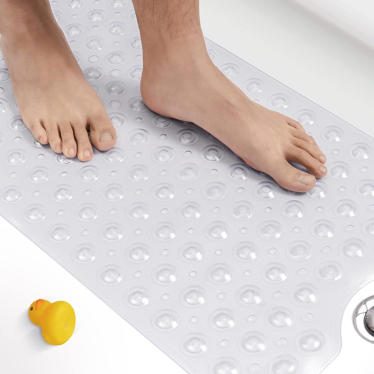 Extra Long Non-Slip Bath Mat for Tub - 100 x 40cm - Anti-Mould, Machine Washable Bathroom Bathtub Mat with Suction Cups and Drain Holes 