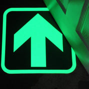 Glow In The Dark Floor Signs 400mm x 400mm - Slips Away - H7801-Glow-in-the-Dark-Exit-Right-Floor-Sign-N -