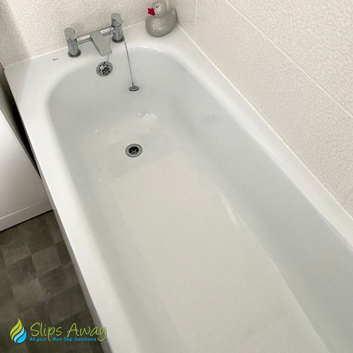 Non Slip Adhesive Bath & Shower Mat - 16x34(White) – Slips Away