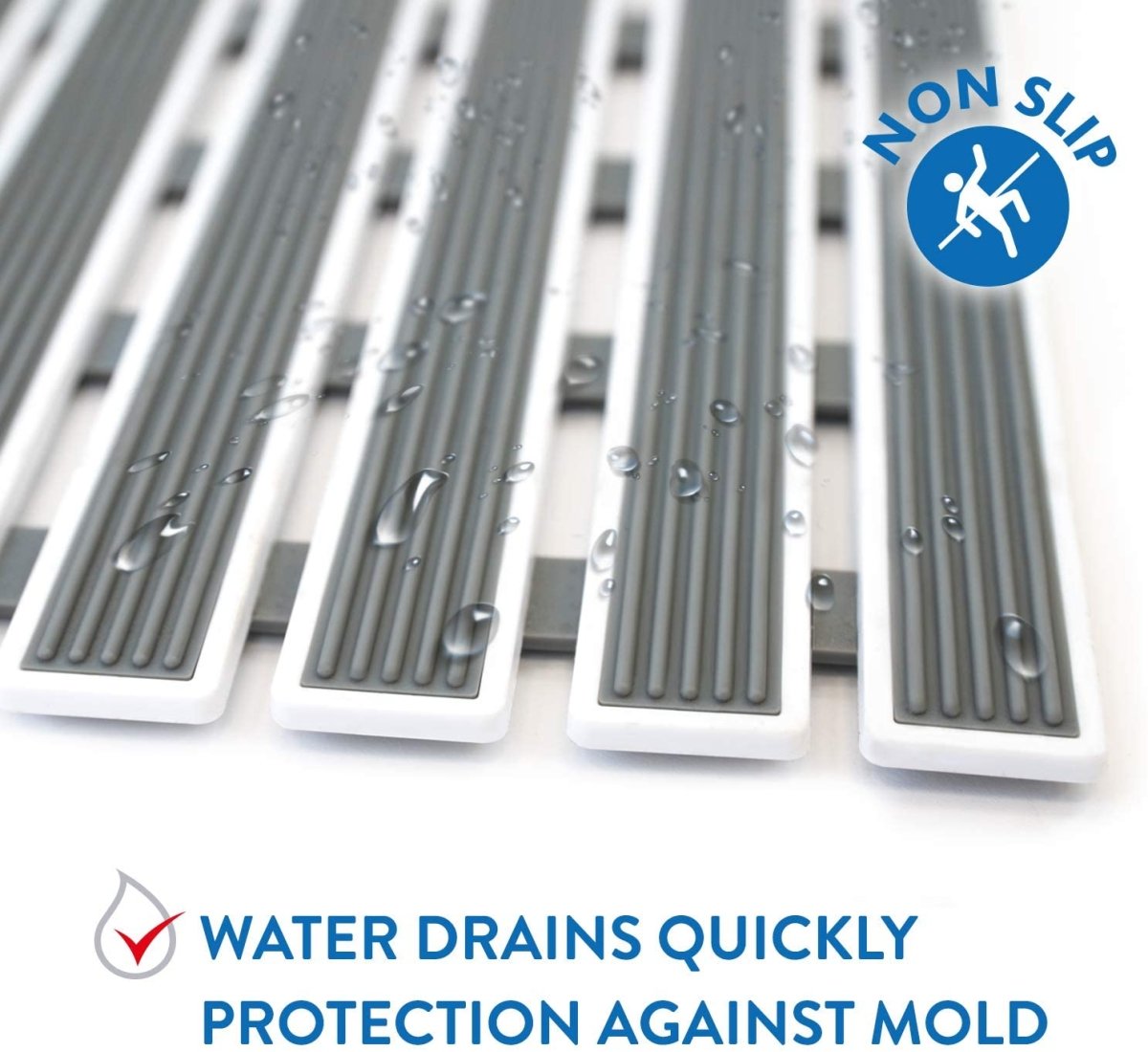 Non Slip, Anti Mould Fast Drying Bathroom Floor Mat, 62x40cm - Slips Away - B08HYTMJJ5 -