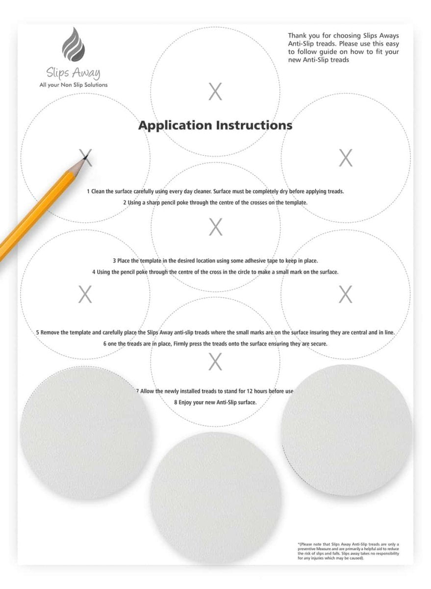 Non Slip Bath & Shower Stickers – 10x Large Clear Discs - Slips Away - SA005 -