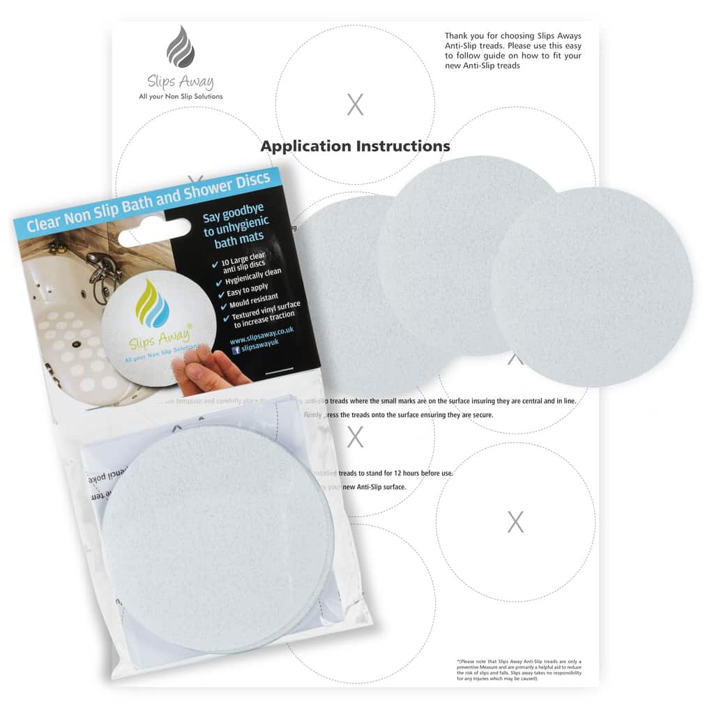 Non Slip Bath & Shower Stickers – 20x Large Clear Discs - Slips Away - SA007 -